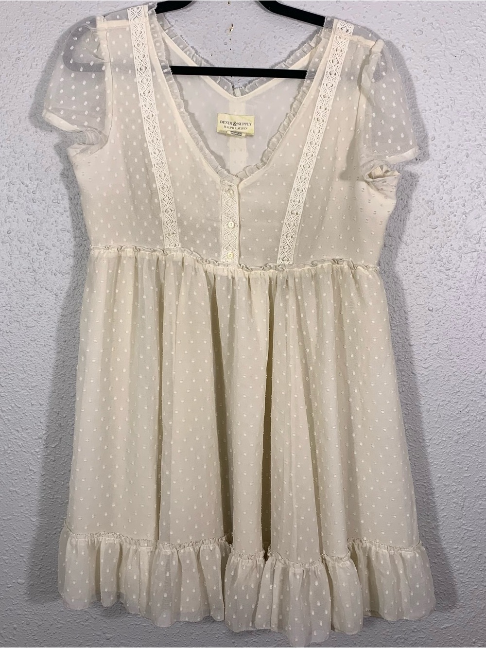 Denim & Supply by Ralph Lauren Ivory Swiss Dot Babydoll Dress size M